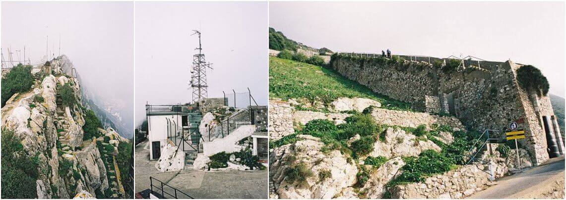 Left: Top of the Mediterranean Steps. Centre: Site of O'Hara's Battery. Right: King Charles V Wall.