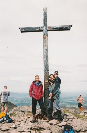 Iron cross on the summit of Carrauntoohil, highest mountain in Ireland.