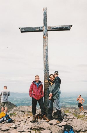 Iron cross on the summit of Carrauntoohil, highest mountain in Ireland. Iron cross on the summit of Carrauntoohil, highest mountain in Ireland.