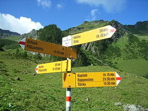 Yellow signpost.